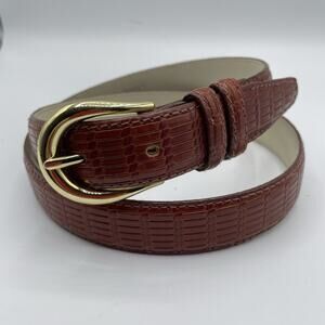 Talbots Leather Belt Size Large Brown Textured Italian Calfskin Capsule Career